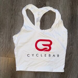 CycleBar White Racerback Tank Top with Red Logo